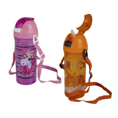 Plastic BPA FREE Water Bottle 500ml, with straw          